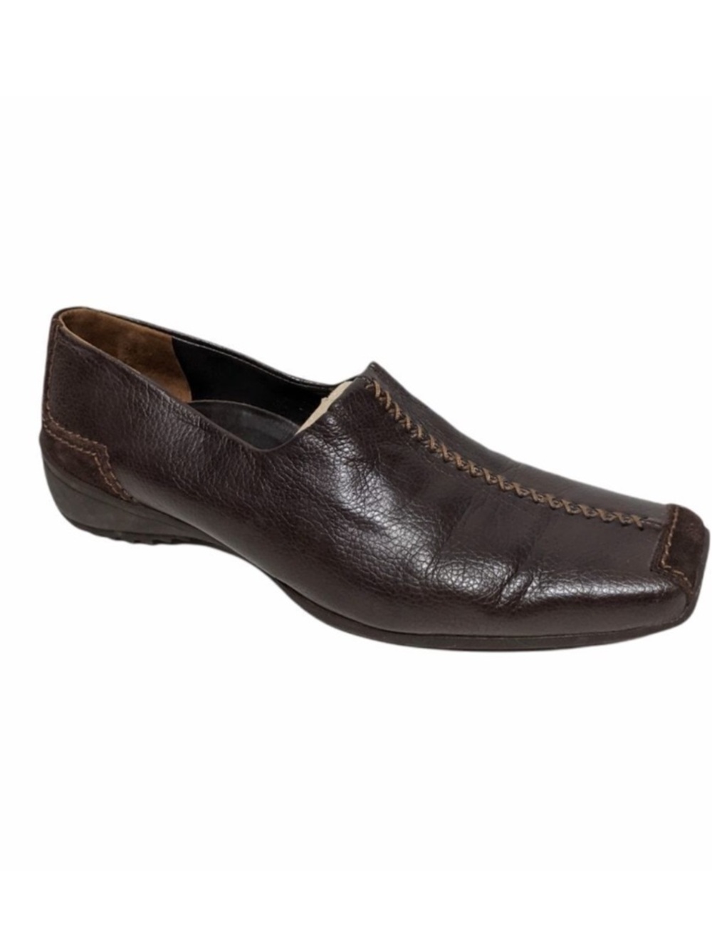 PAUL GREEN Mundchen Brown Leather Stitched Square Toe Loafers 7.5